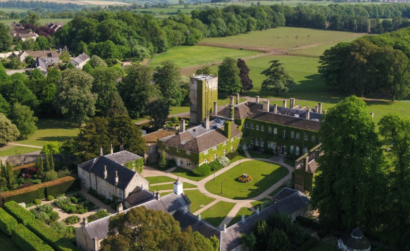 Aerial view of Lucknam Park estate